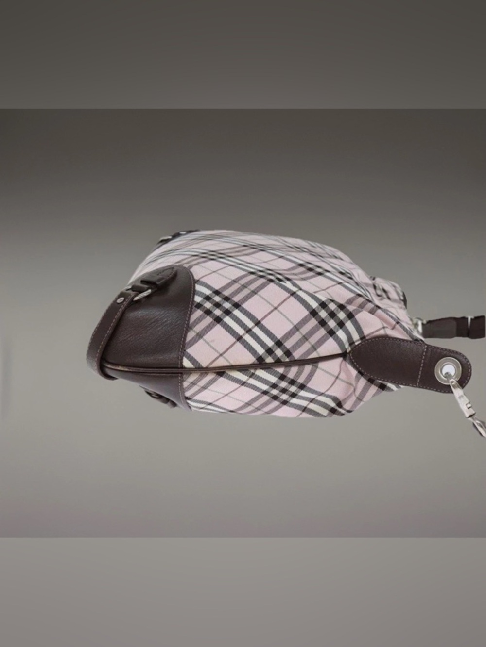 Vintage Burberry Blue Label Pink Nova Check Canvas Brown Leather Crossbody Bag - Picture 9 of 16